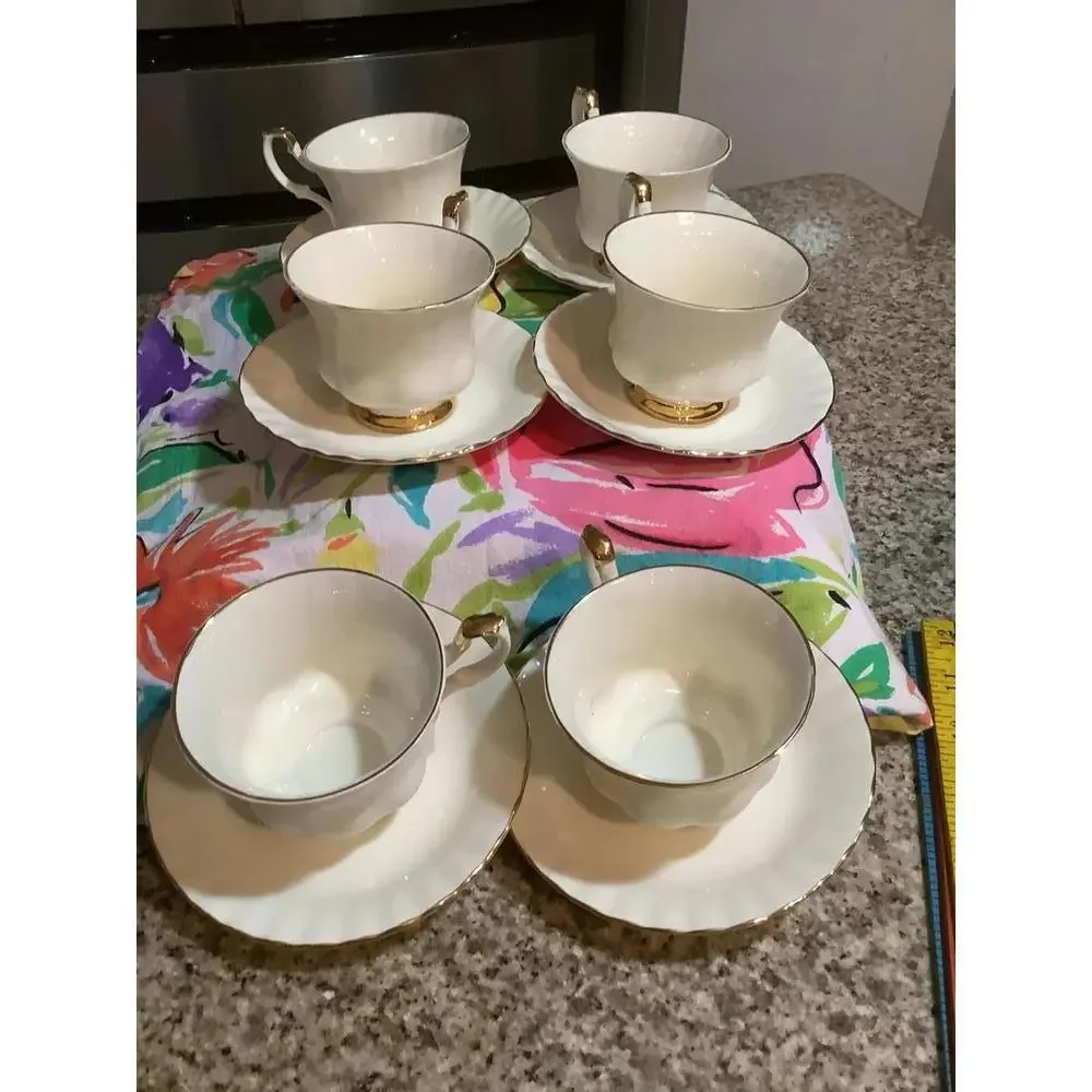 Royal Albert Affinity Cream and Gold Trim Teacup & Saucer Set